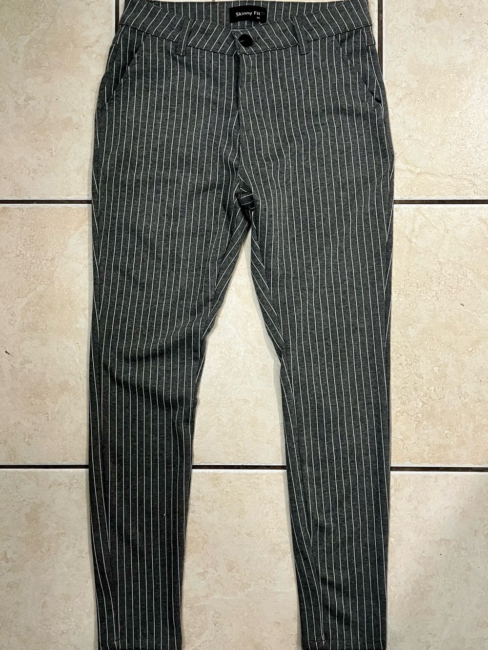 Gingtto Slim Pinstripe Dress Pants for Men - Charcoal